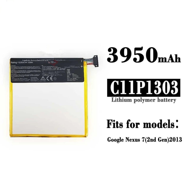 Batterie de remplacement pour tablette Google ASUS Nexus 7 (2e génération) 2013, C11P1303 Batterie de remplacement pour tablette Google ASUS Nexus 7 (2e génération) 2013, C11P1303
